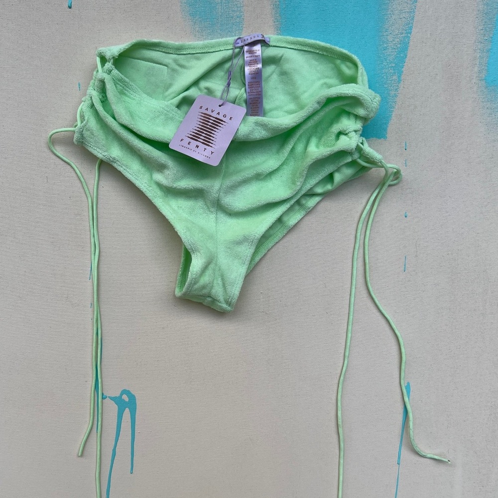 Savage X Fenty Rihanna BNWT Brand New Terry Cloth Lingerie Bottoms Large Green